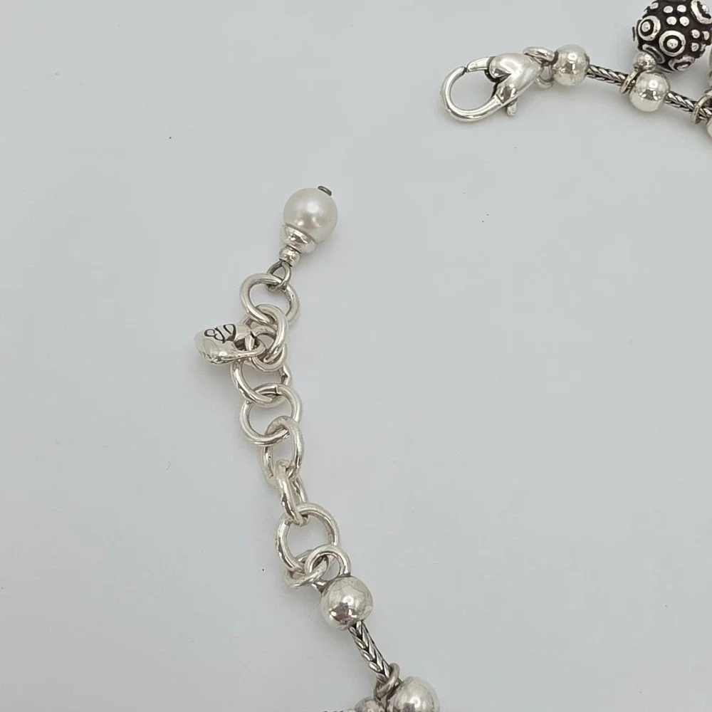 BRIGHTON 'Sophisticate' Bracelet Faux Pearls BELeads Silver Plate 6.75" - Picture 9 of 12